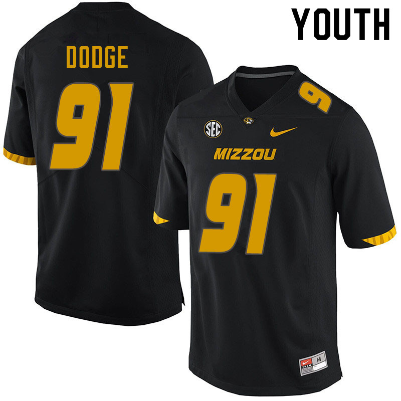 Youth #91 Josh Dodge Missouri Tigers College Football Jerseys Sale-Black